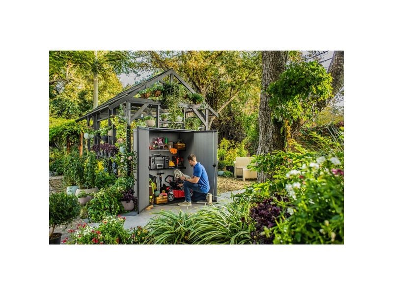 Keter Gartenschrank Cortina Alto 140 x 73.6 x 170.4 cm, Gra Lagerschuppen