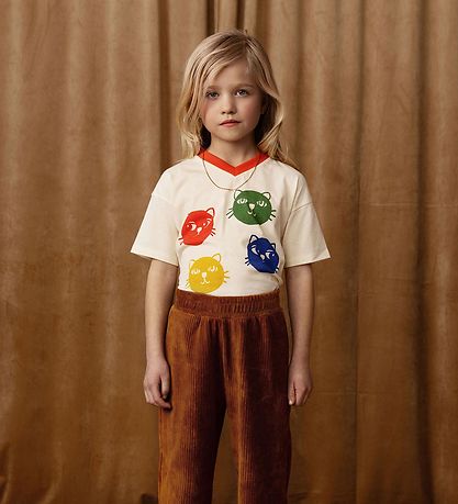 Mini Rodini T-shirt - Cool Cats - Offwhite