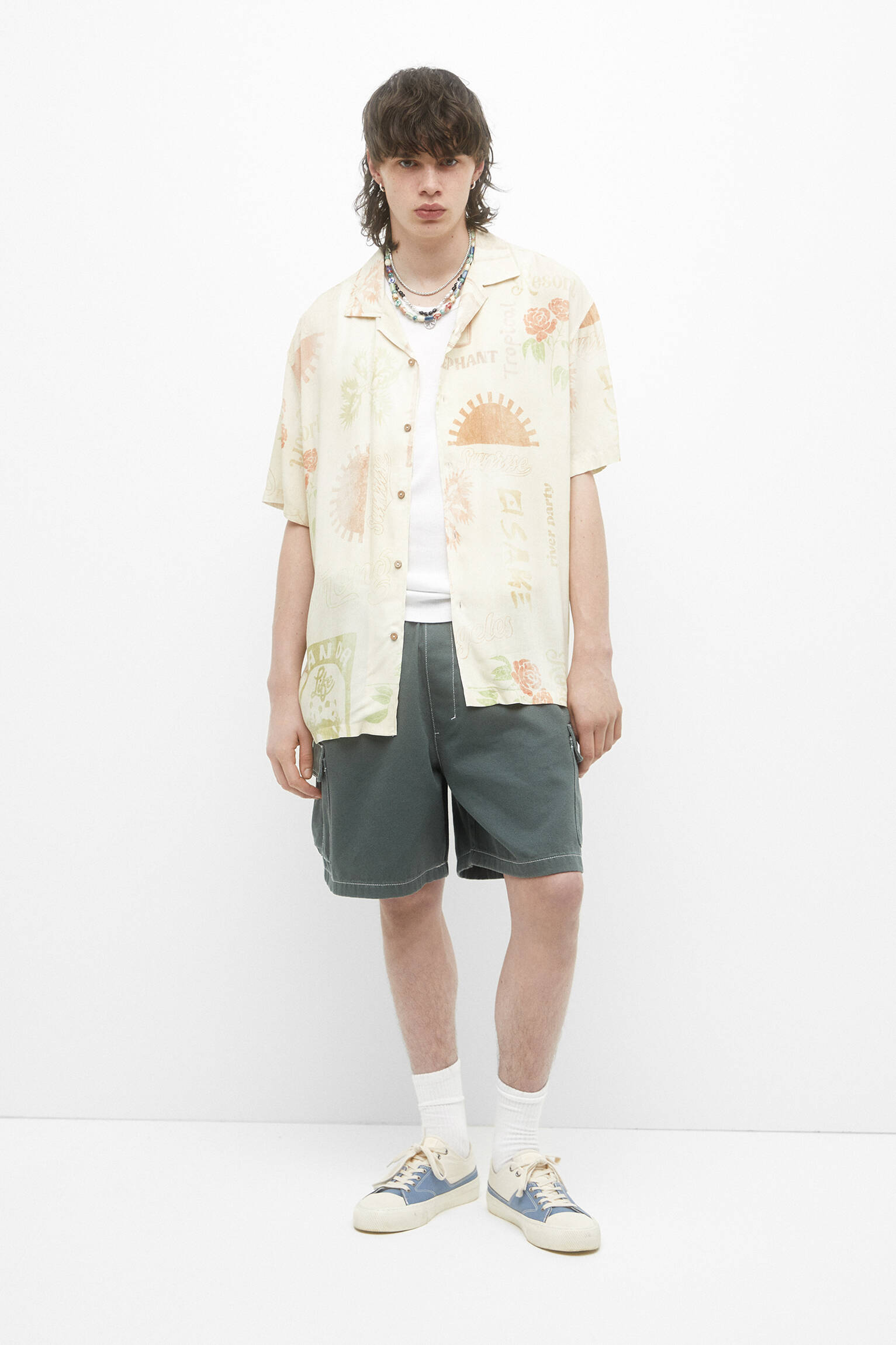 CAMISA ESTAMPADA LOS ANGELES - OFF WHITE
