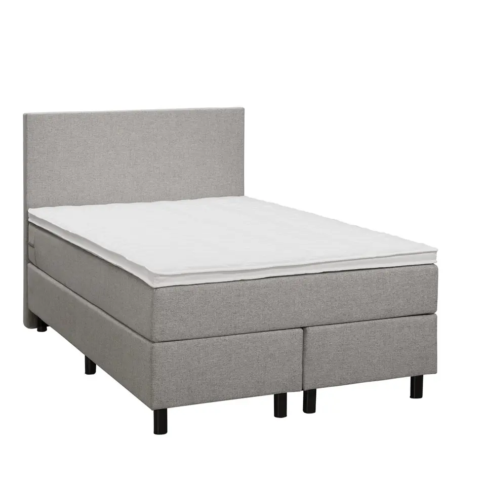 Boxspring Liv egaal - lichtgrijs - 120x200 cm - ronde poot