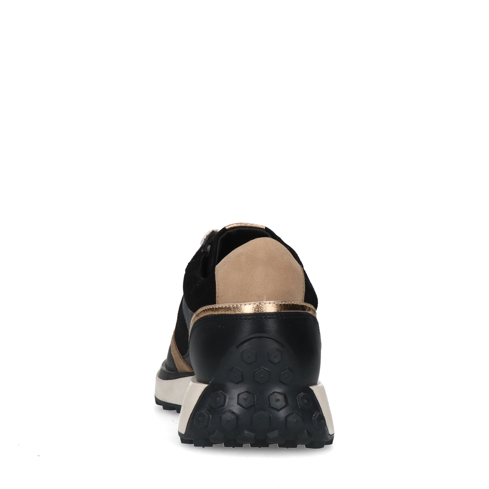 Zwarte leren sneakers met suède details