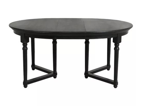 Table Ronde Extensible 6 Pieds Bois-MDF Noir - Harmonie Interior's