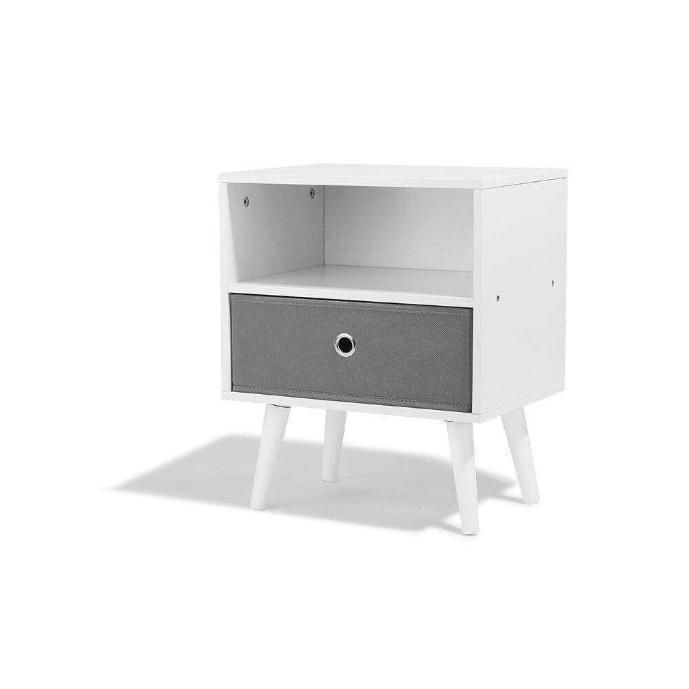 Table de chevet Bilbao blanche 1 tiroir et 1 niche