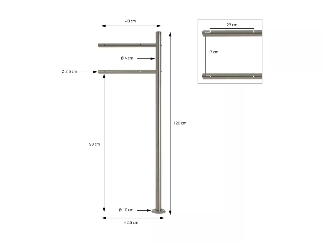 Boîte aux lettres anthracite/aspect marbre support argenté en acier inoxydable