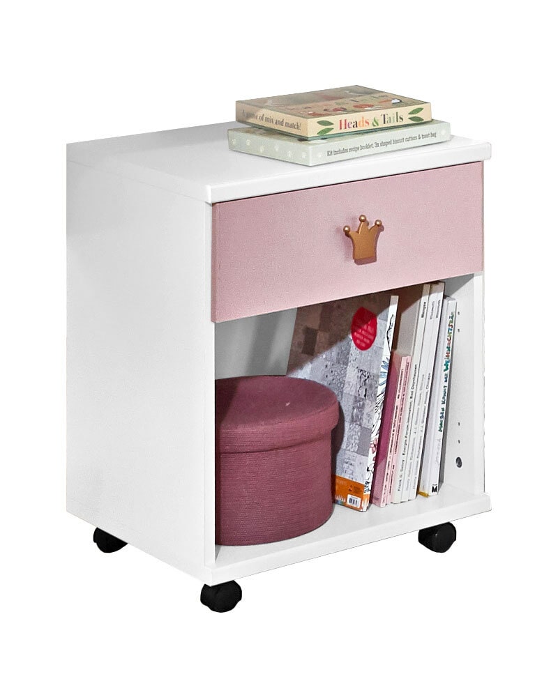 Rollcontainer Cindy2 Weiß/Rosa 46x58x40 cm