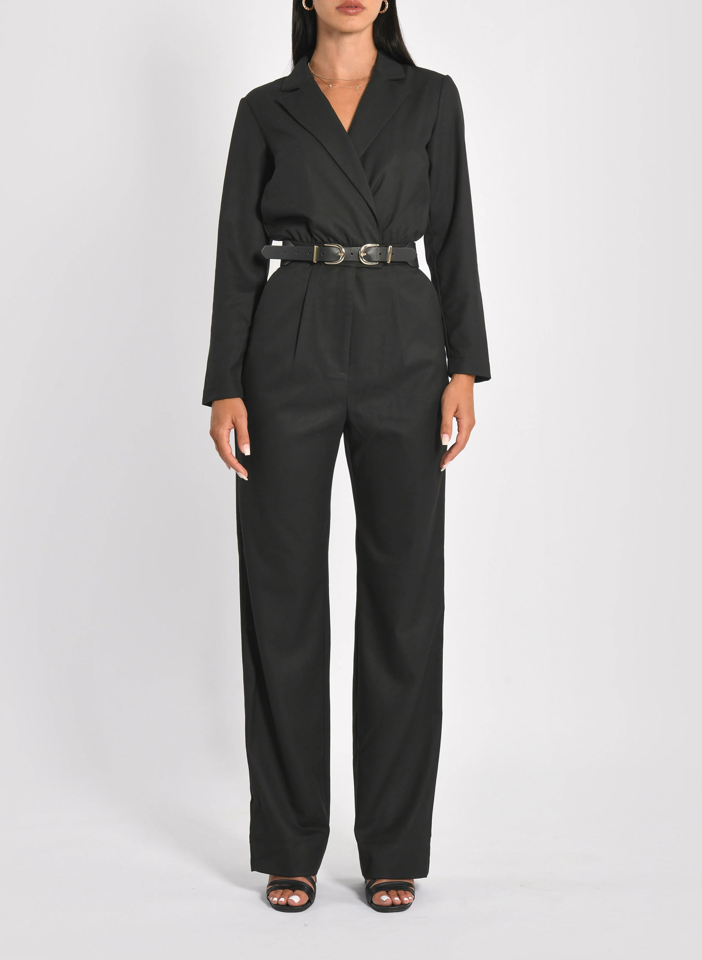 SHEILA - Combinaison col tailleur| Noir