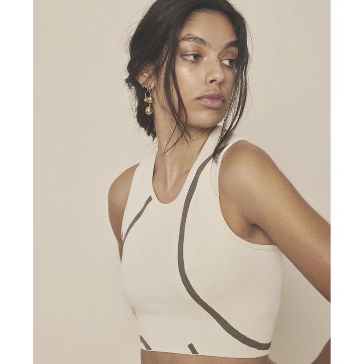 Moonchild Yoga Wear Loud Logo Crop Top Rain/storm