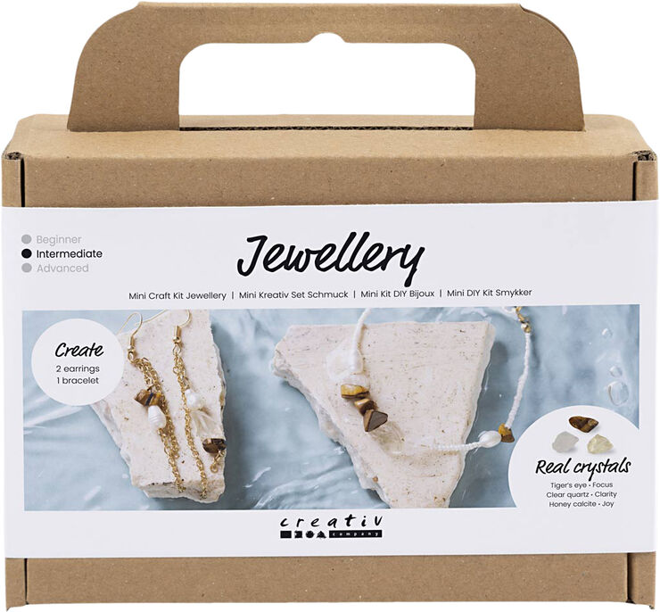 Creativ Company Mini DIY Kit Smykker, Krystalhalskæde og -øreringe
