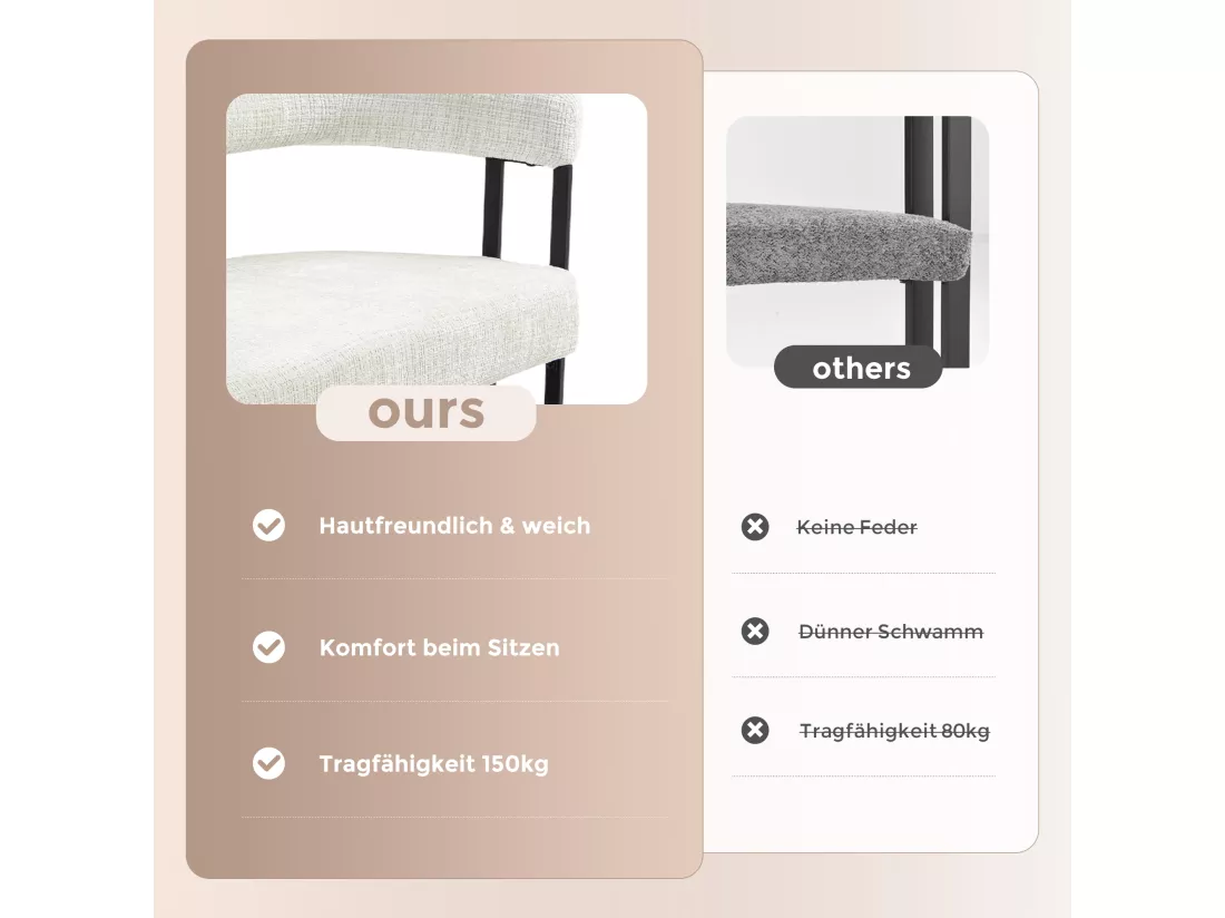 Haobosic - Canapé Double Moderne en Tissu Chenille Beige, Design Dossier Arrondi, Cadre Métallique Solide, 250 kg Capacité, Élégant et Confortable