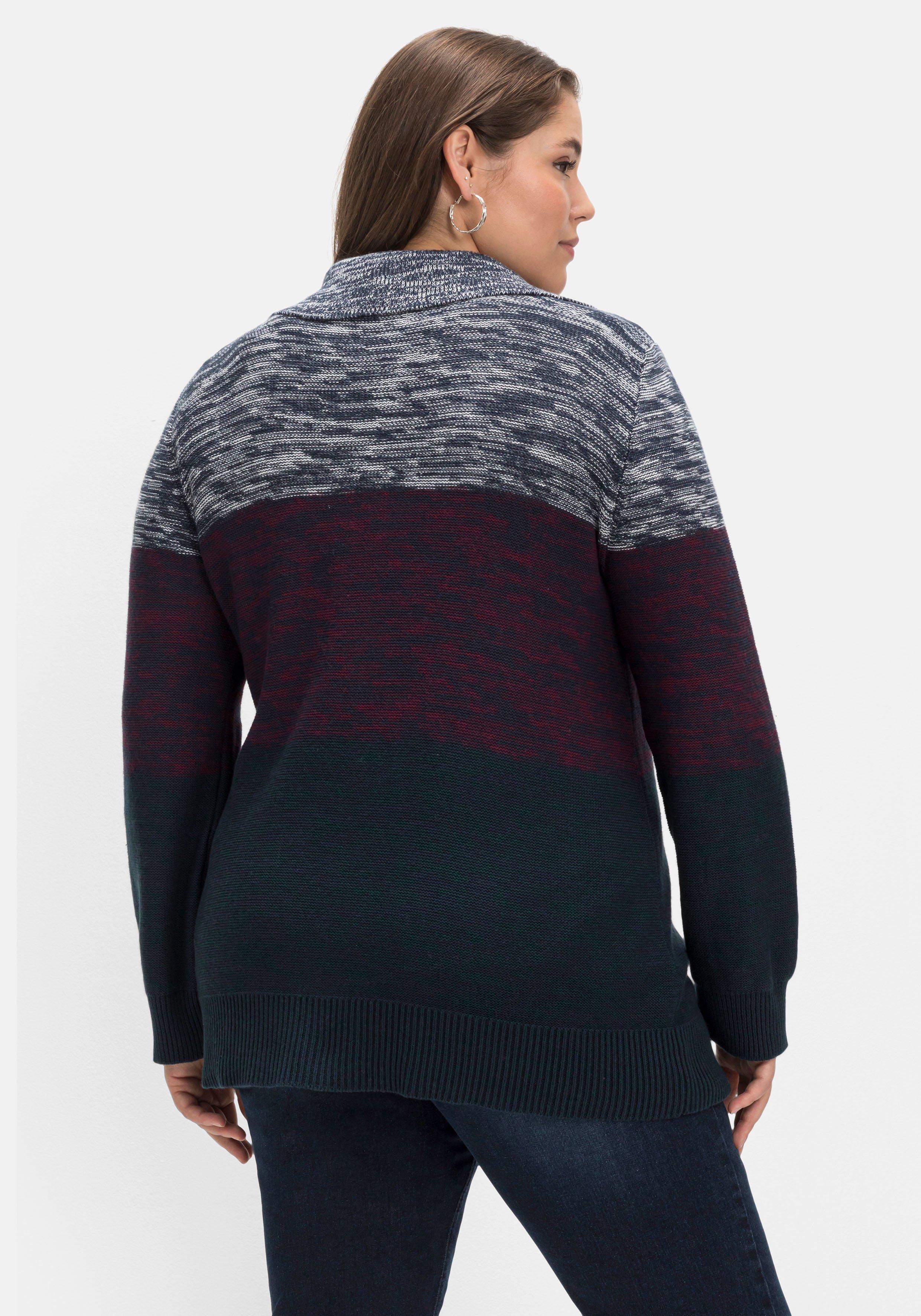 Pullover mit Troyerkragen, im Colourblocking
