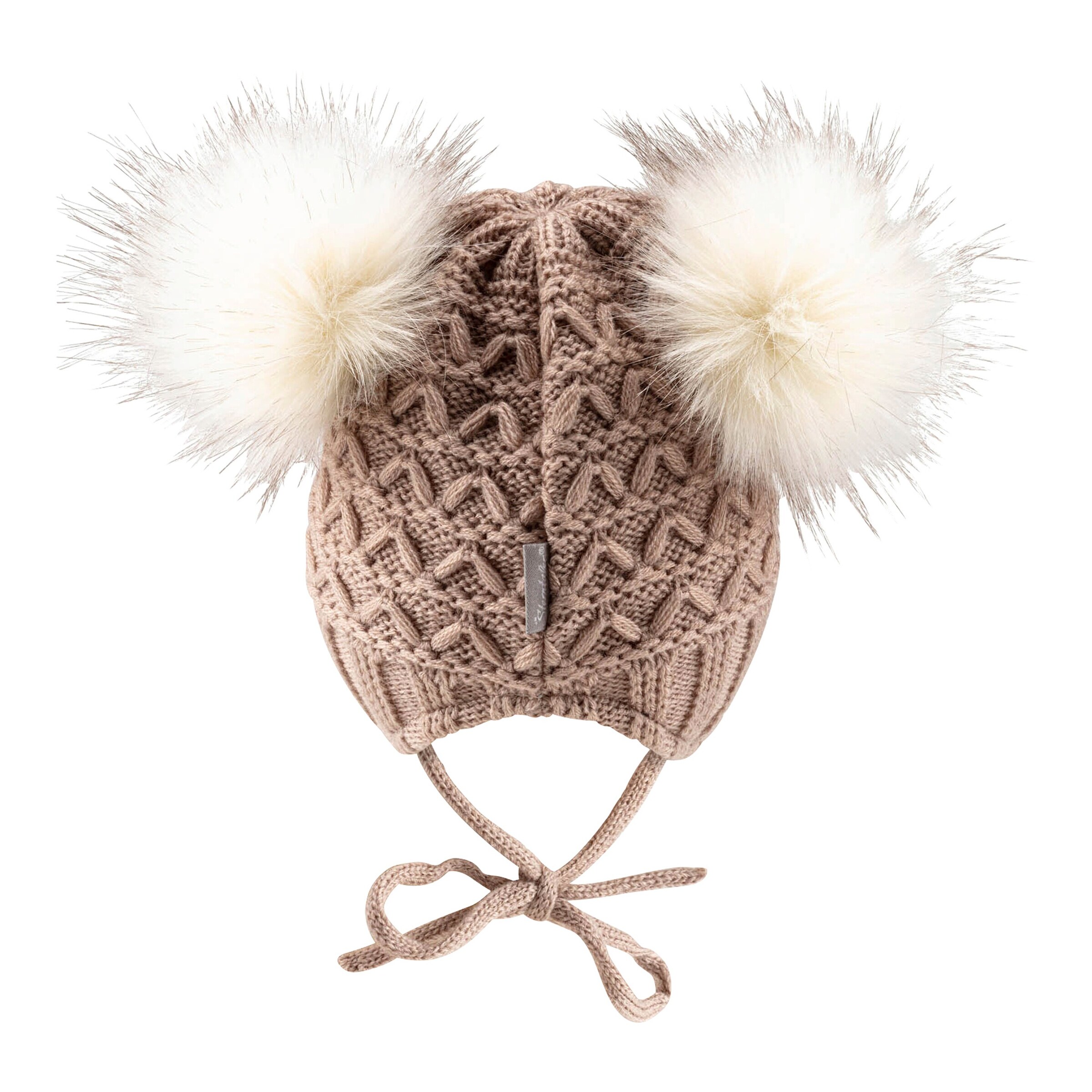 Sterntaler Winter-Strickmütze Bommel beige/natur