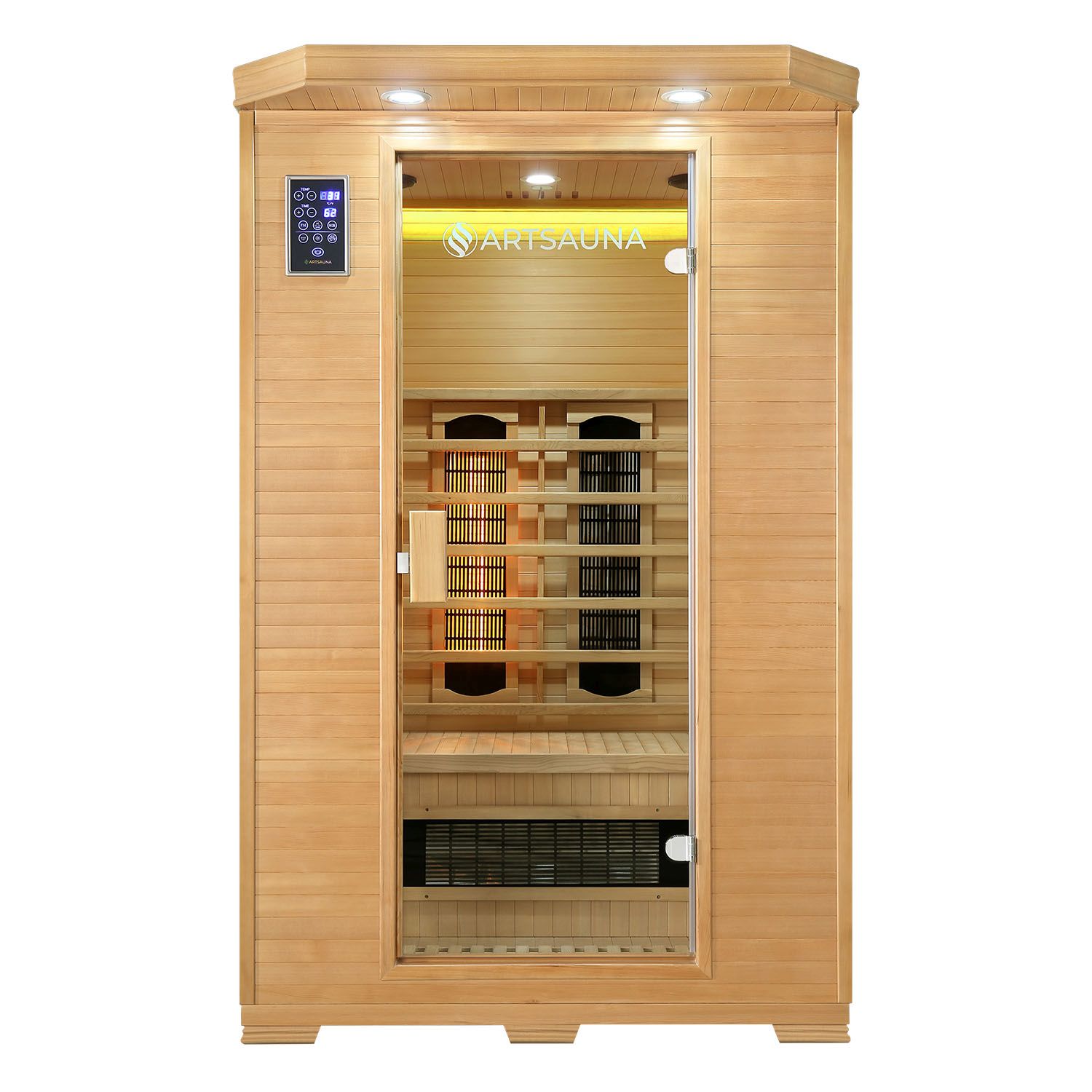 Artsauna Infrarotkabine Oslo mit Triplex-Heizsystem | 2 Personen | Hemlock Holz | 120 x 100 cm