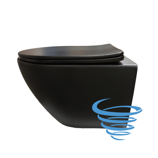 DTG Star randloos toilet met tornadospoeling en softclose zitting zwart