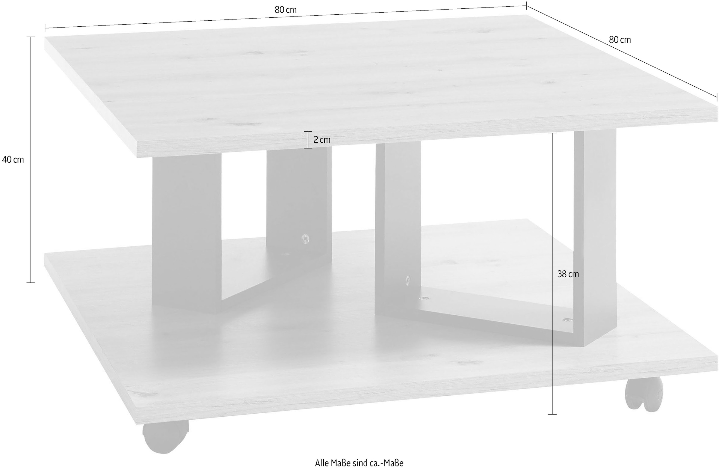Stolkom Couchtisch »Zera« rollbar, Tisch in Eiche Artisan Dekor