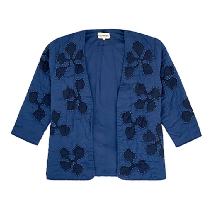 Virginie de Vinster Veste Kimono Patchwork | Bleu indigo