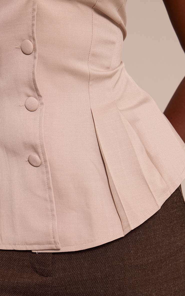 Crème Gilet Dos-nu Tissé À Col Licou Avec Boutonnage