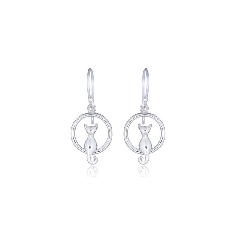 Boucles d'oreilles en argent forme chat
