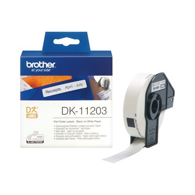 Brother DK-11203 - Ruban d'étiquettes auto-adhésives - 1 rouleau de 300 étiquettes (17 x 87 mm) - fond blanc écriture noire