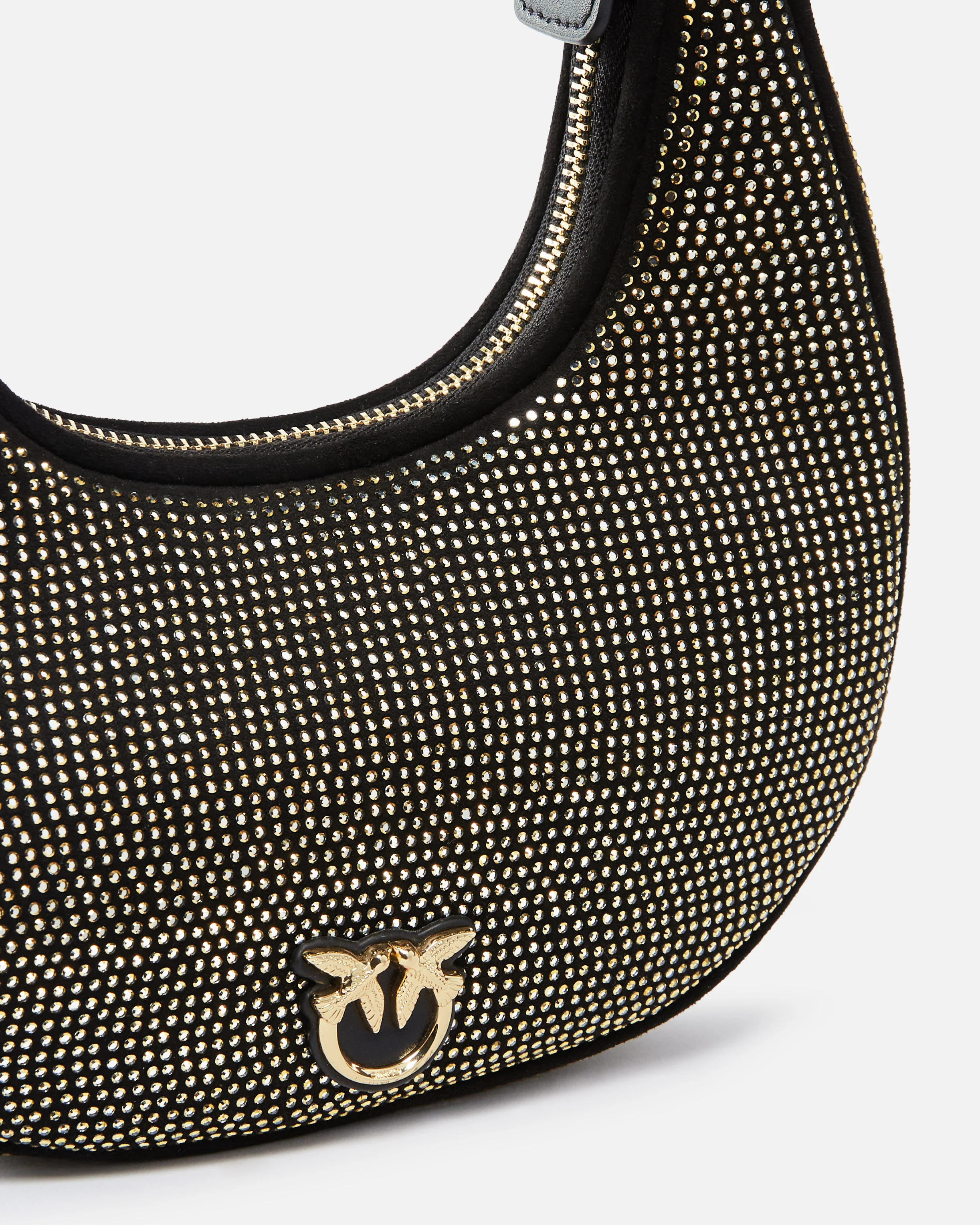 Mini brioche bag hobo avec strass all-over | Noir