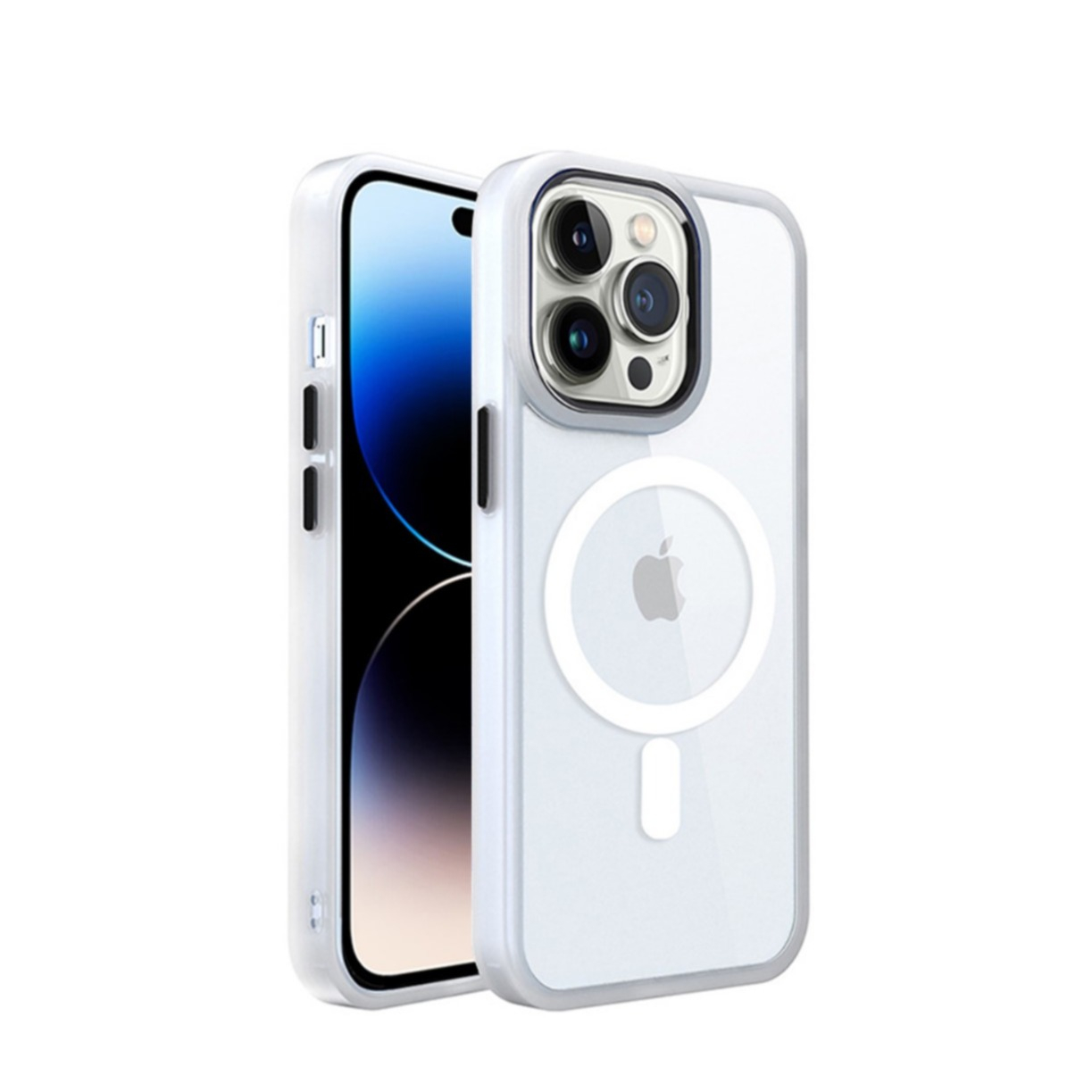 iPhone 14 Pro MagSafe Hybrid Hardcase Hülle   TPU Bumper - Weiss