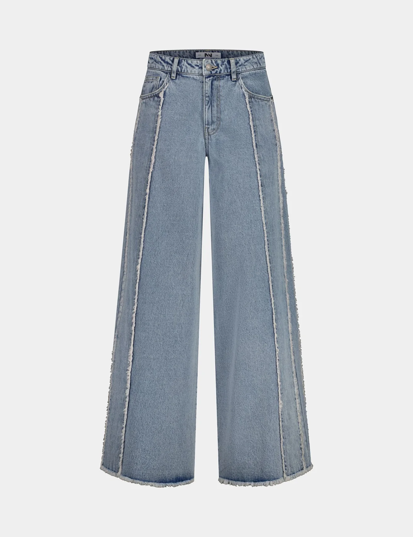 Jean maxi wide leg taille basse brodé bleu