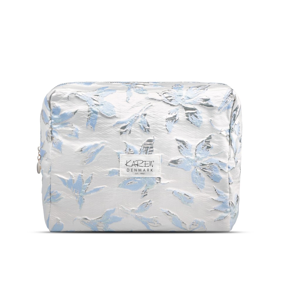 Karen - Toiletry Bag Blå/hvid brokade - toilettaske