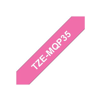 Brother TZeMQP35 - Ruban d'étiquettes auto-adhésives - 1 rouleau (12 mm x 5 m) - fond rose écriture blanche - mat