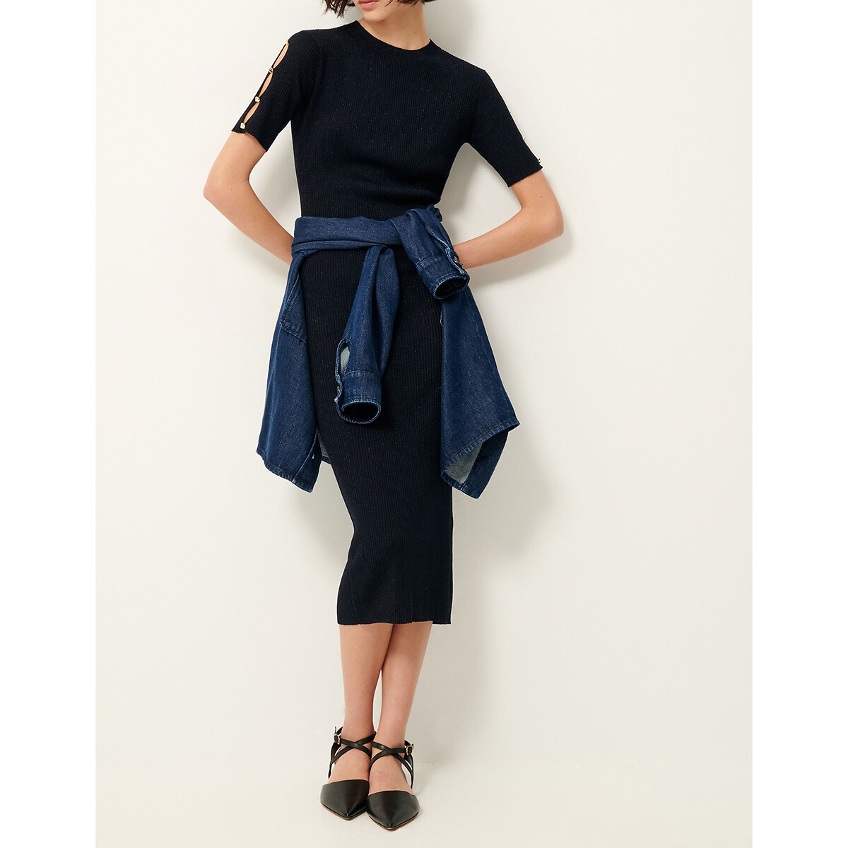 SESSUN<br>Vestido midi de malha brilhante Little TIM