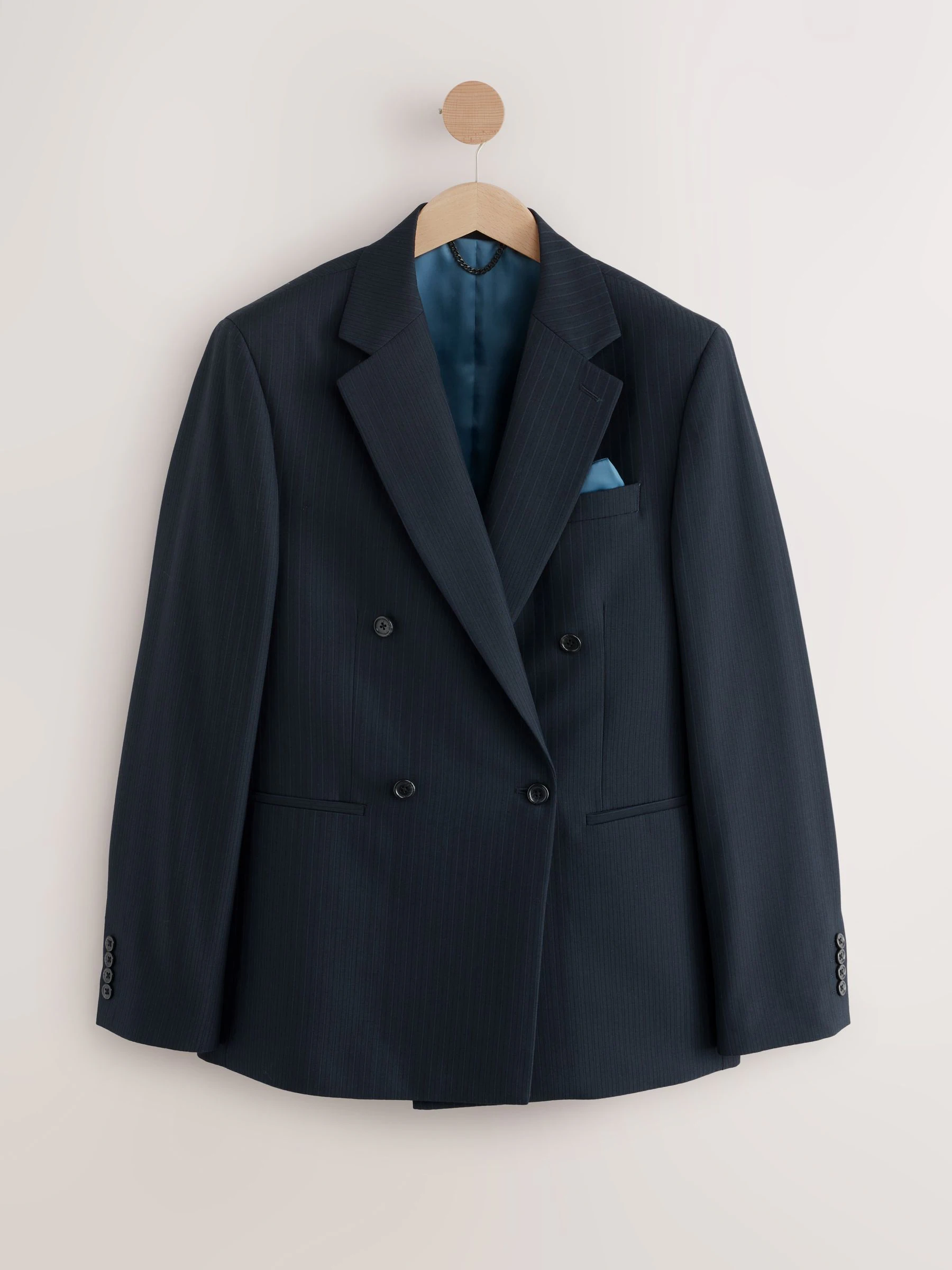 Donkerblauw - Double breasted gestreepte jack