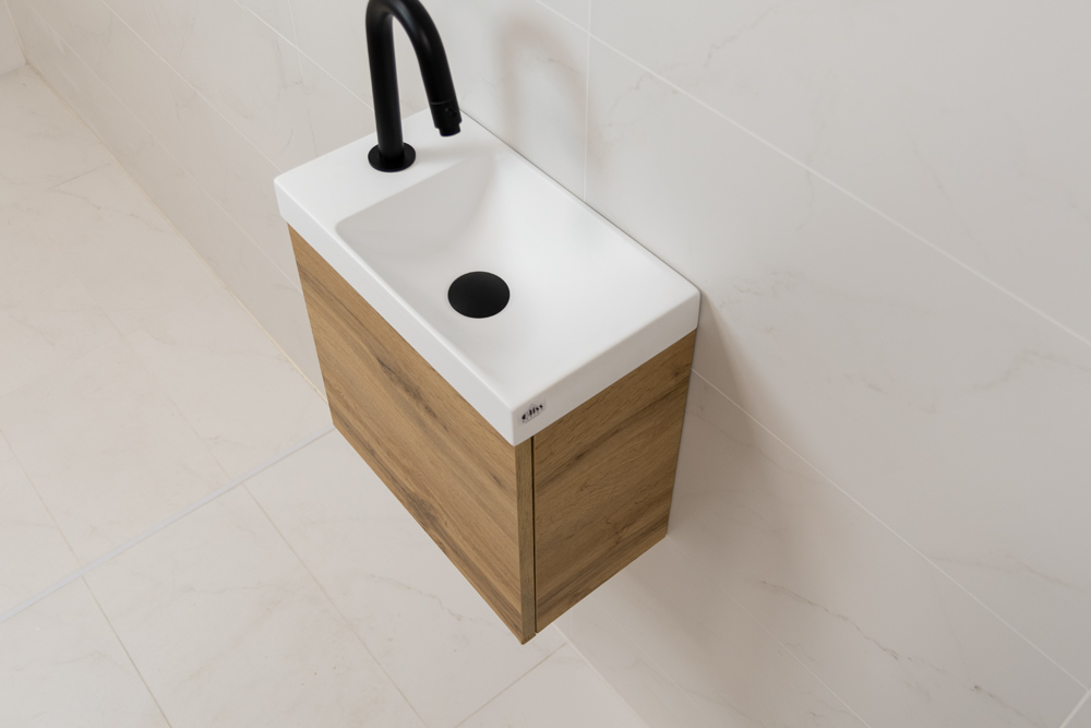 Sanigoods Minimo fontein met kraangat 40x22cm wit mat