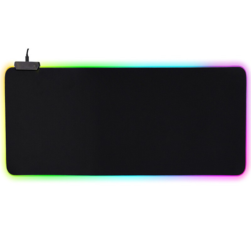 (90x40cm) Gaming Mauspad Mausmatte mit Rutschfester Unterseite   RGB-Beleuchtung - Schwarz