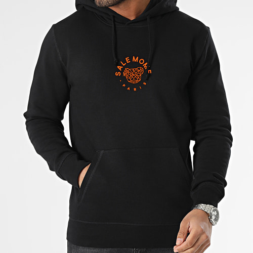 Sweat Capuche Nounours Diamanté Noir Orange Fluo