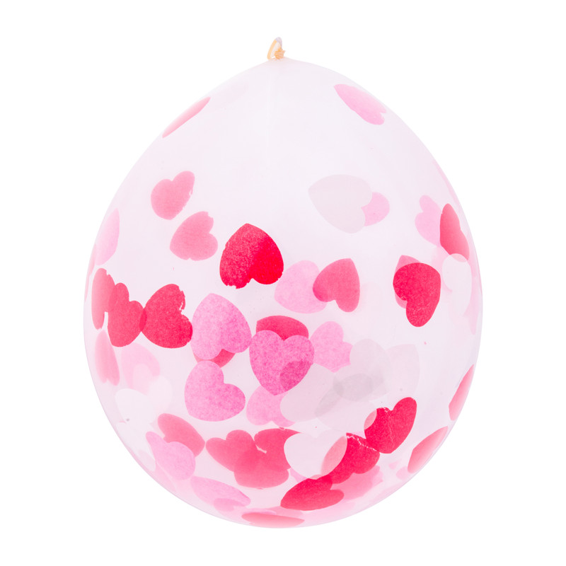 Ballon confetti - hartjes - set van 6