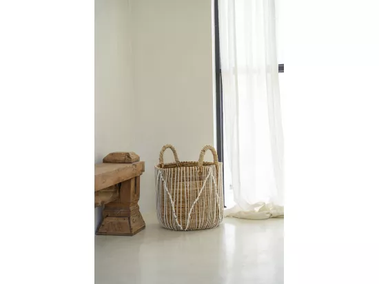 Le Panier Straight Stitched Makramee - Naturel Blanc - M