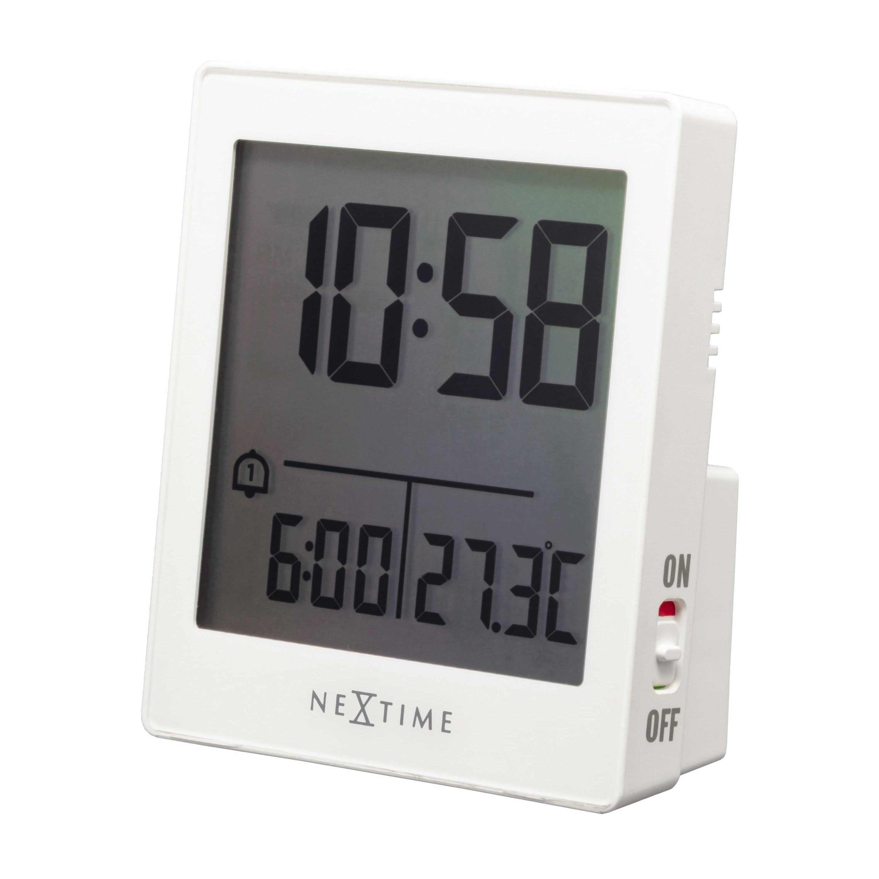 NeXtime - Digitale Tafelwekker 7,7x8,9x3 cm - RCC - Temperatuur - Wit