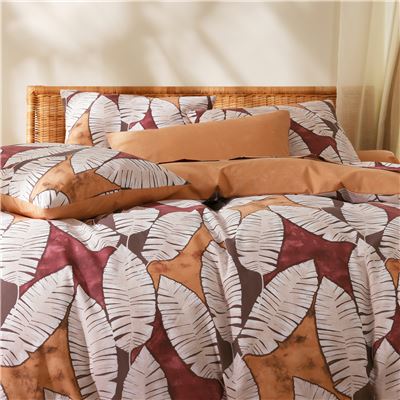 Linge de lit feuilles de palme stylisées