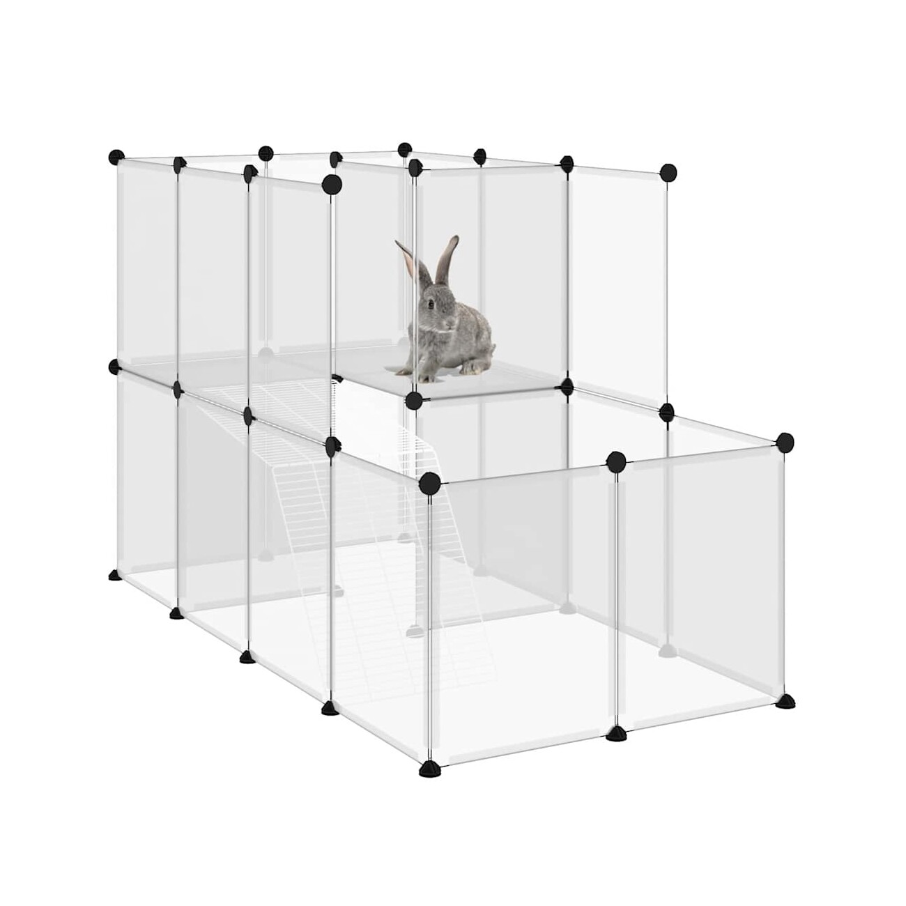 VidaXL Kleintierkäfig PP Stahl Freigehege Transparent/Schwarz