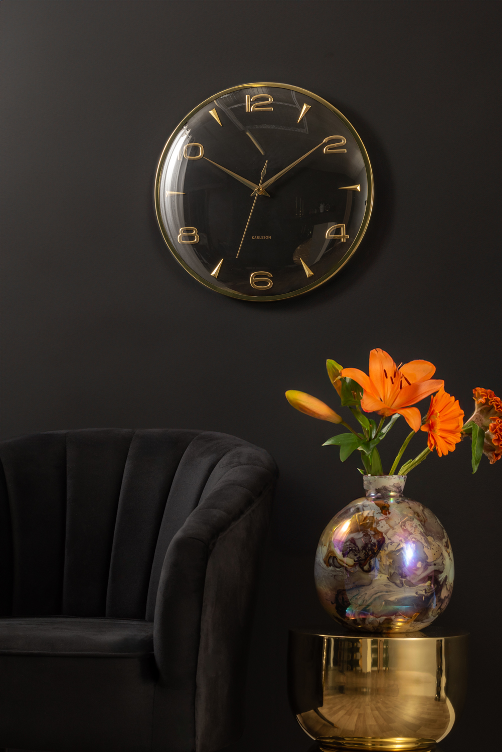 Wall clock Sienna Glow black