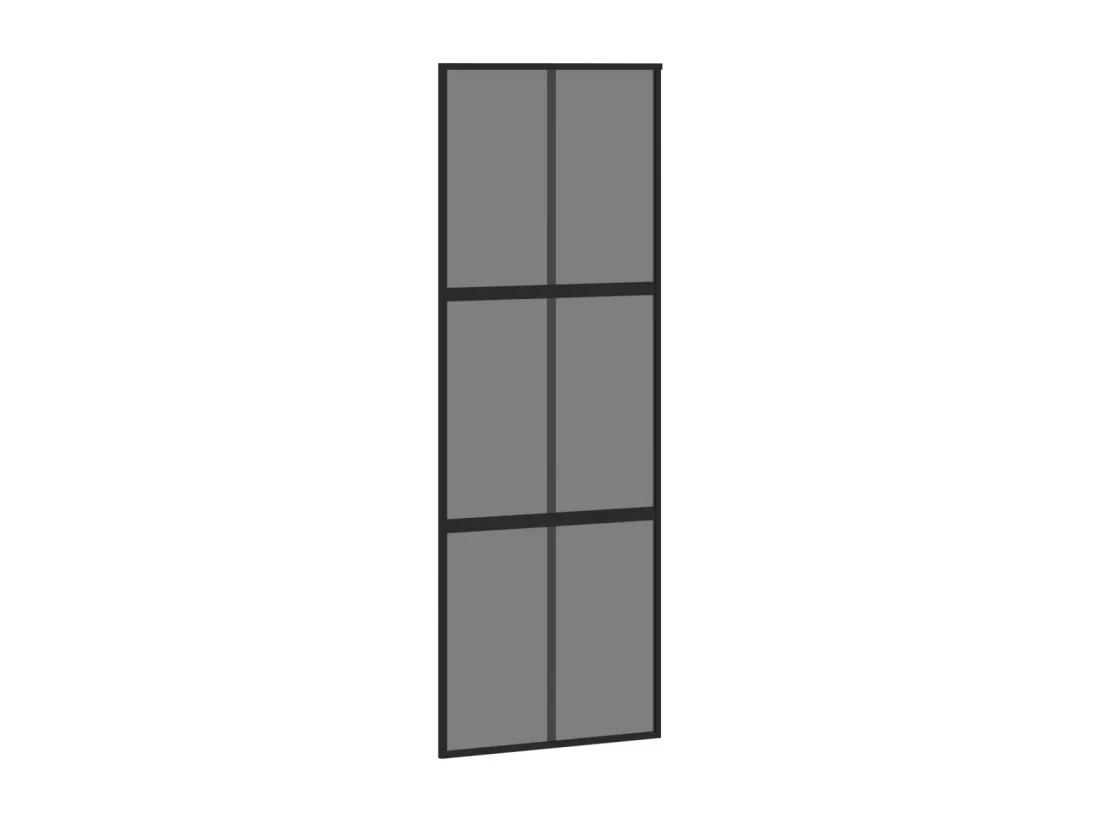 Porte coulissante noir 76x205 cm verre trempé aluminium