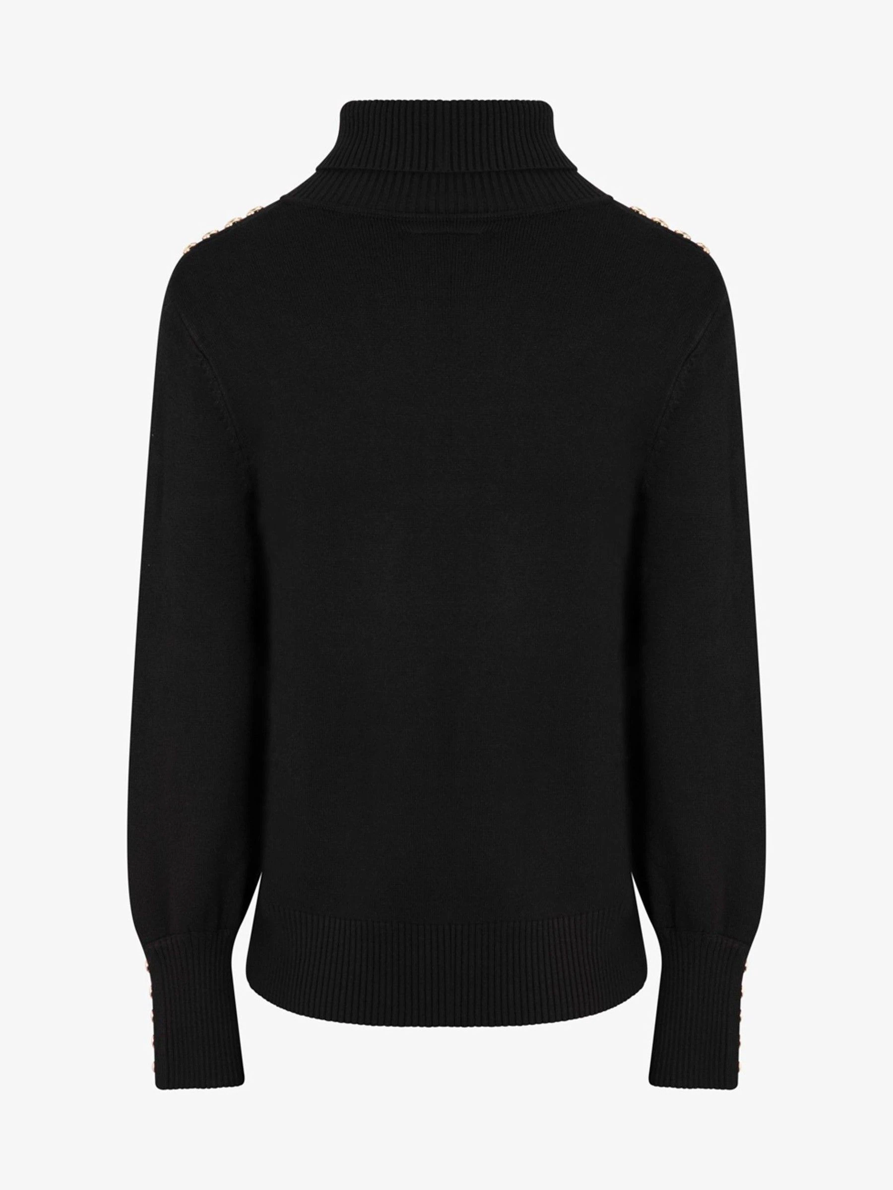 Zwart - The Little Tailor Luxe gebreide kersttrui met knoopsluiting
