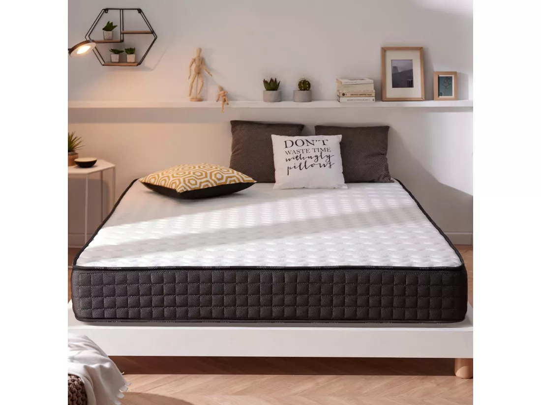 Naturalex - Matelas Titanium 140x190 cm - Mousse à mémoire de forme HR - Soutien Blue Latex - Très Épais 24 cm, 7 Zones, Antibactérien - Réversible été, hiver