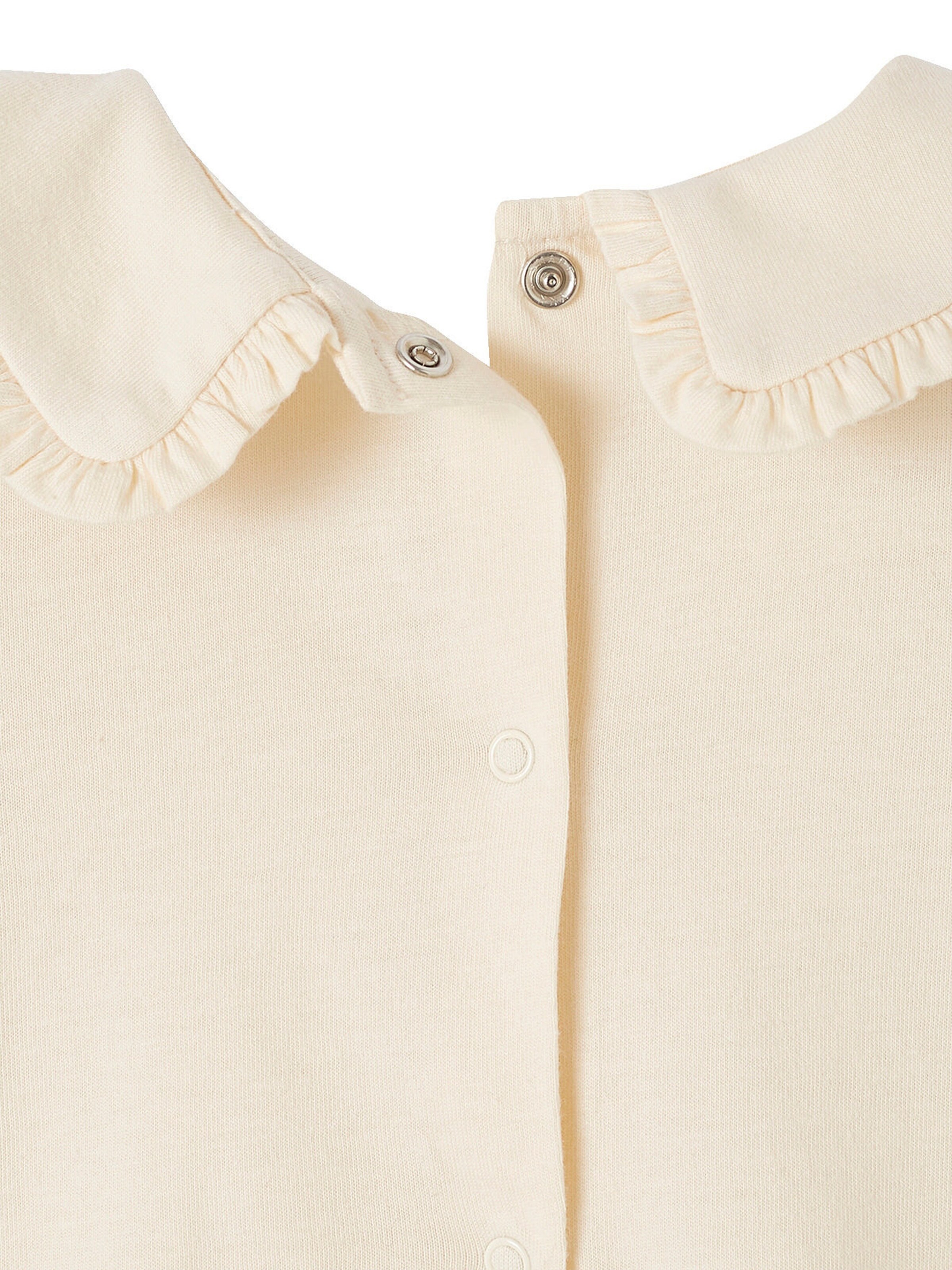 Vertbaudet Mädchen Baby Shirt, Bubikragen mit Rüschen hellbeige