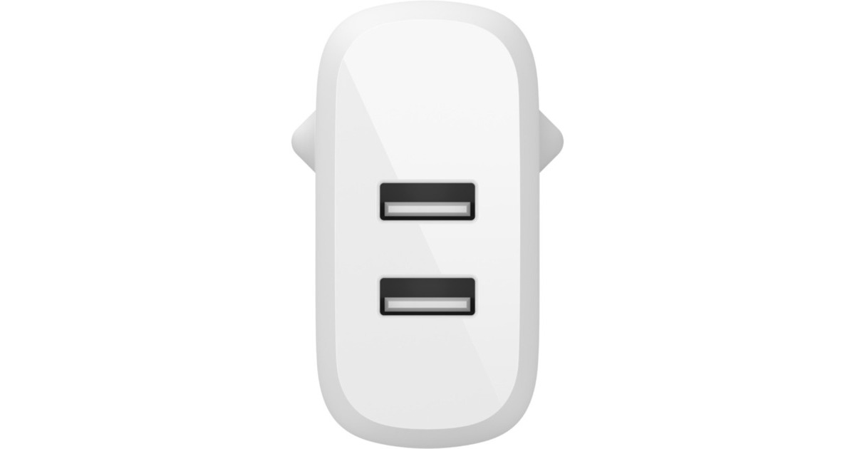 BelkinBOOSTCHARGE 2-poorts USB-A wandlader + USB-A naar USB-C kabel  (Wit)