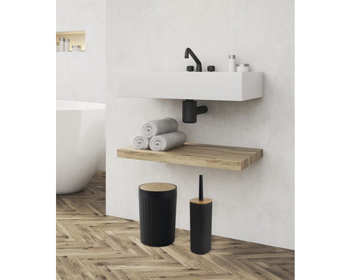 form&style 6-delige badkamerset, zwart kunststof/bamboe