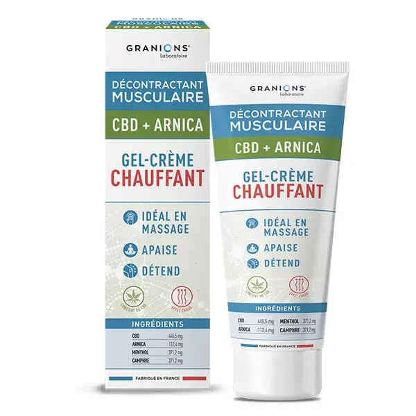 Gel-creme relaxante muscular aquecedor Granions - CBD + Arnica - 75 ml