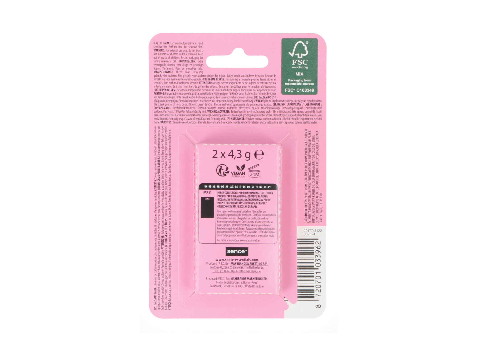 BALSAMO LABIAL SENCE SENSITIVE 2UN