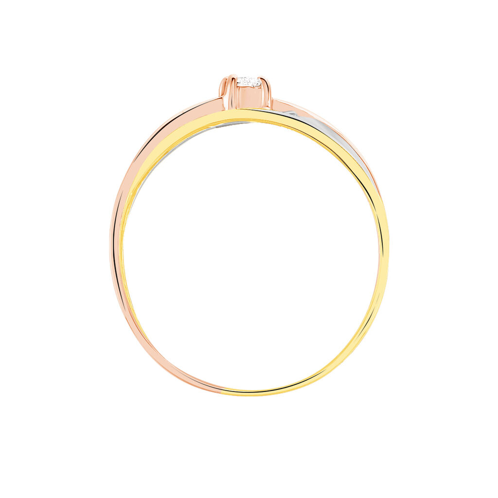 Bague Solitaire Gisla Or Tricolore Diamant