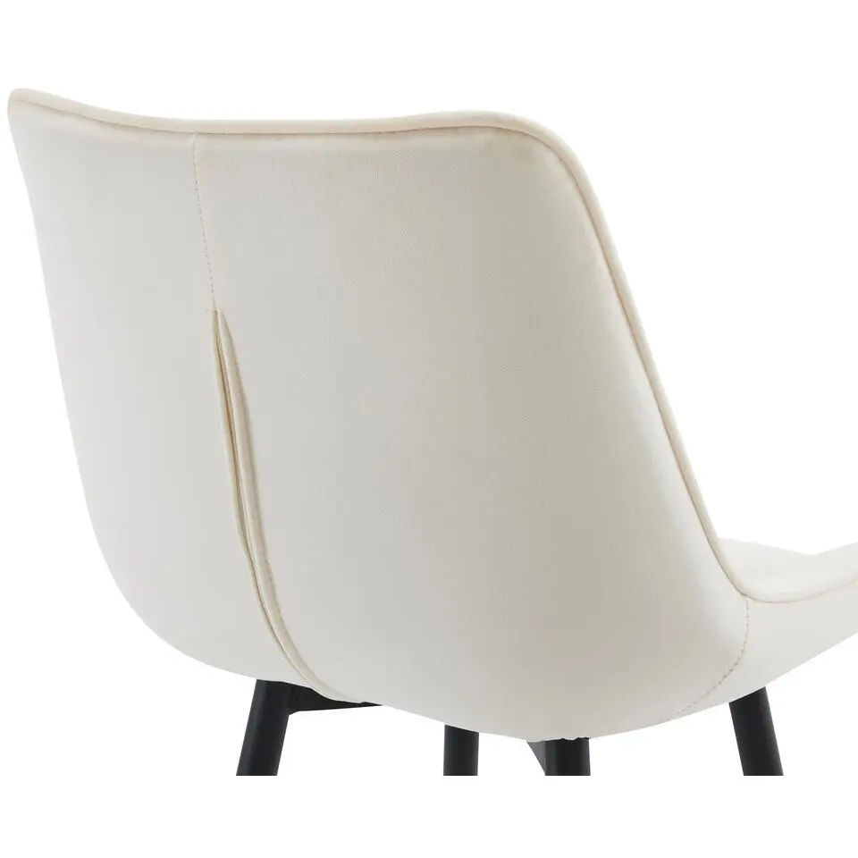 CLP Barkruk Dartford mat zwart Frame - Fluweel - creme