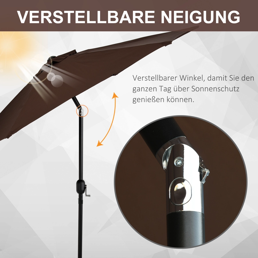 Outsunny Sonnenschirm mit Handkurbel braun