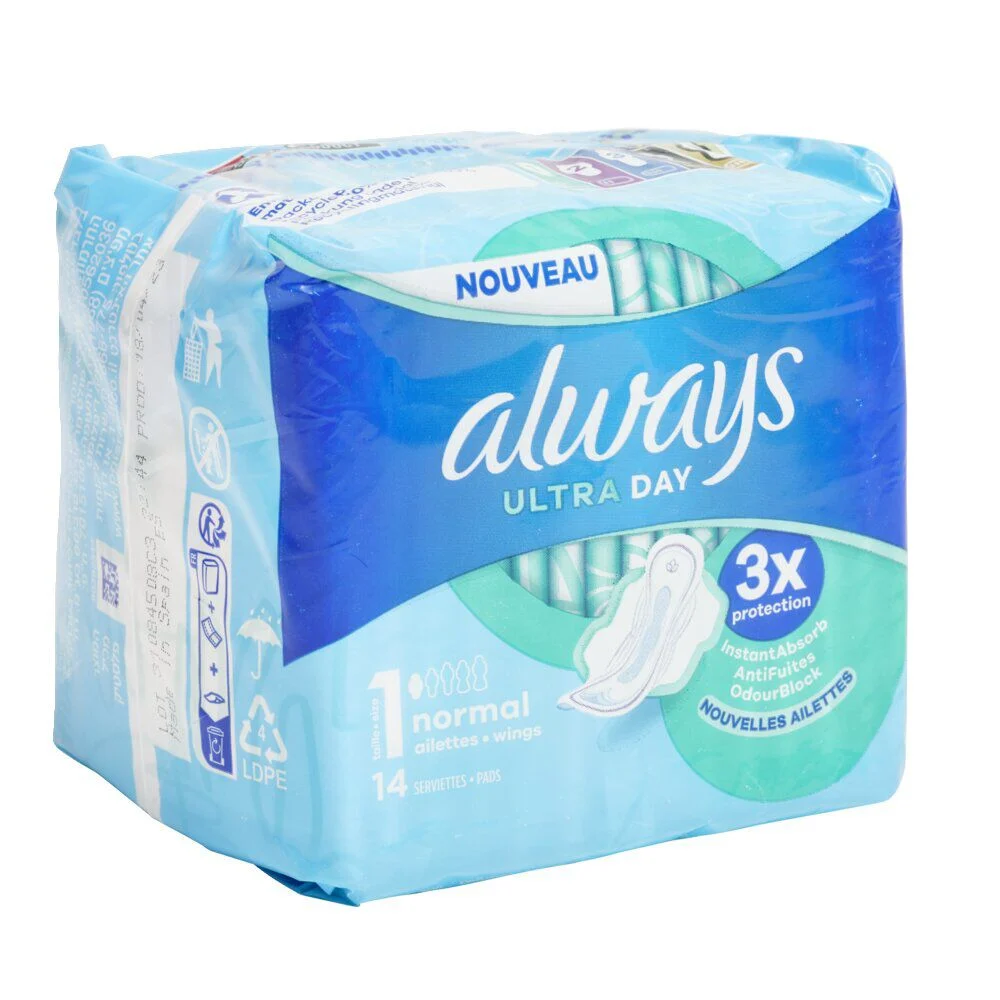 14 Serviettes Hygiéniques avec ailettes Always Ultra Normal - T1
